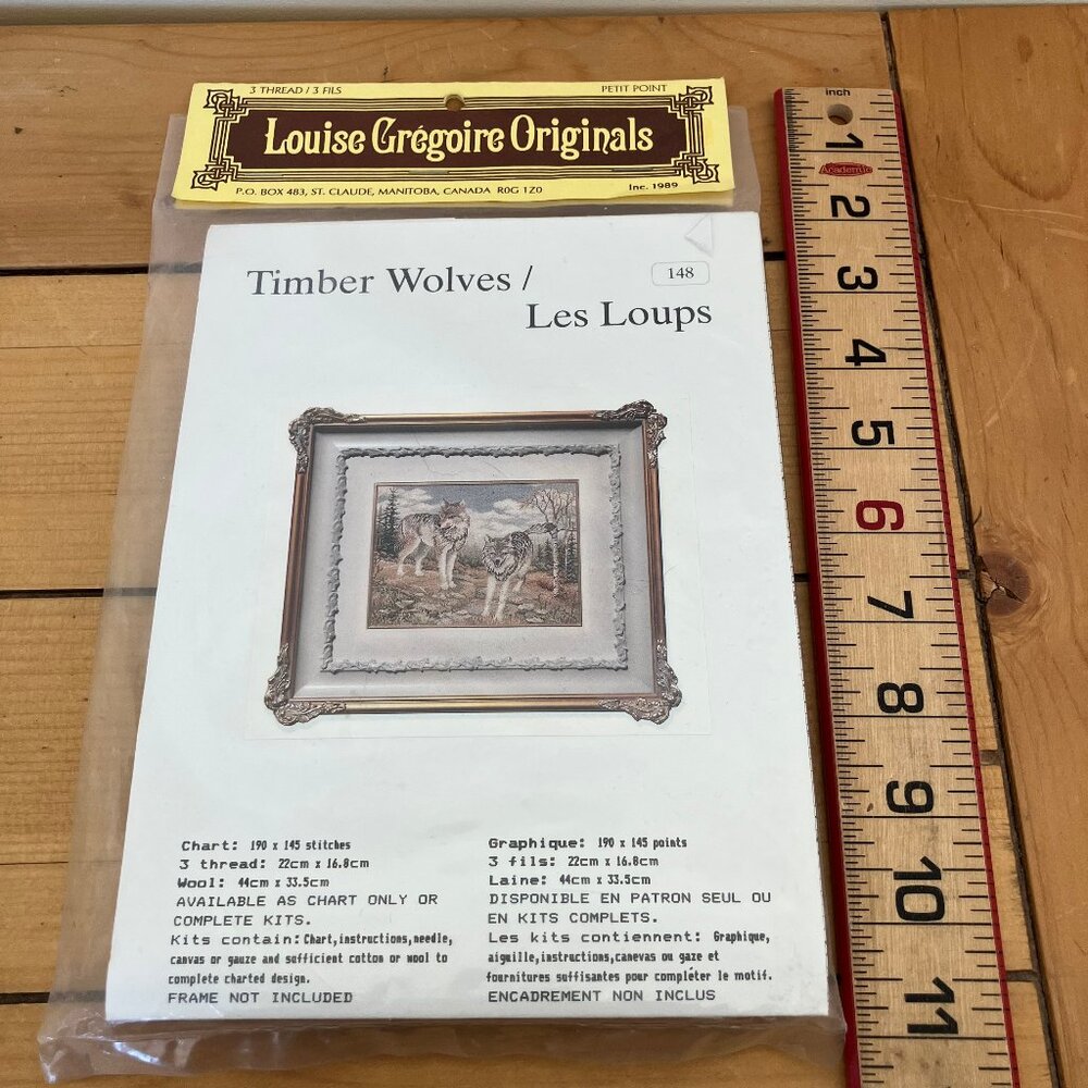 Timber Wolves Petit Point Embroidery Kit Louise Gregoire Originals 148 Vintage